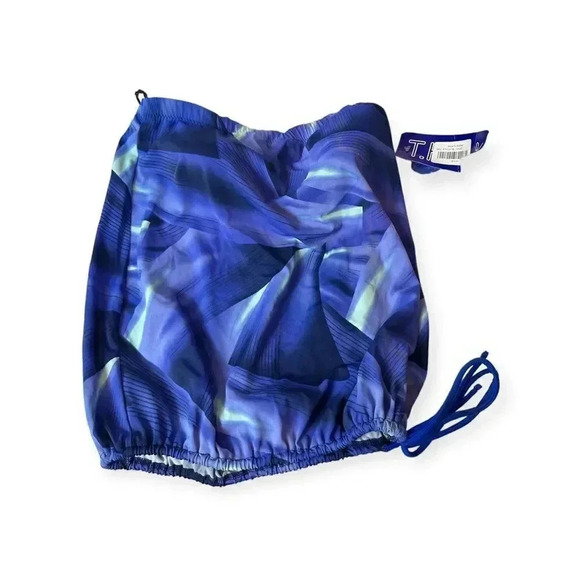NWT T.H.E. Swimwear One Piece Blue print swimsuit top Size 12 34D/DD - Picture 1 of 14
